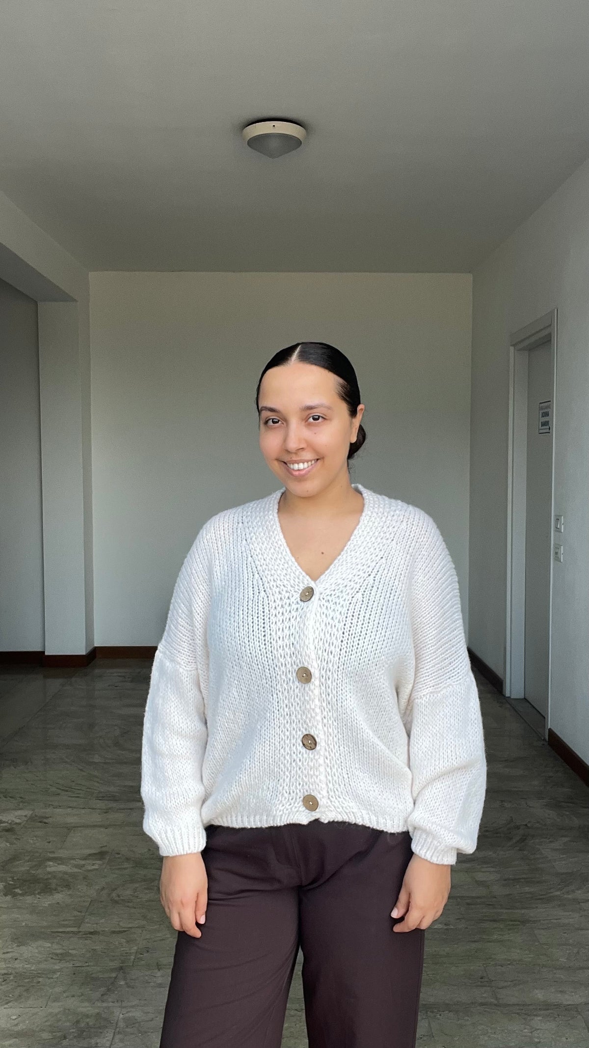 Cardigan 4 bottoni panna