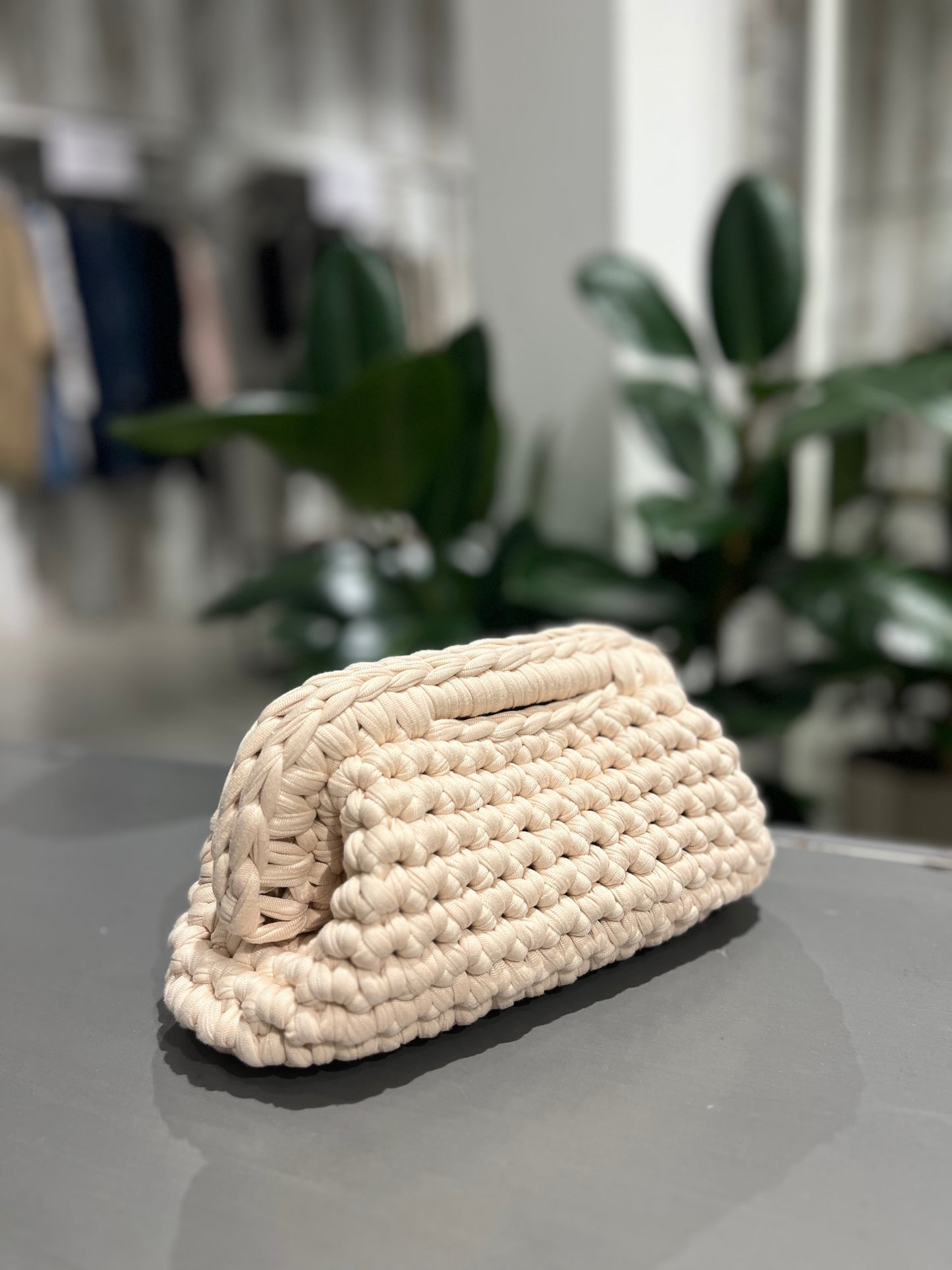 Borsa clutch bag fatta a mano beige - Global Riouch
