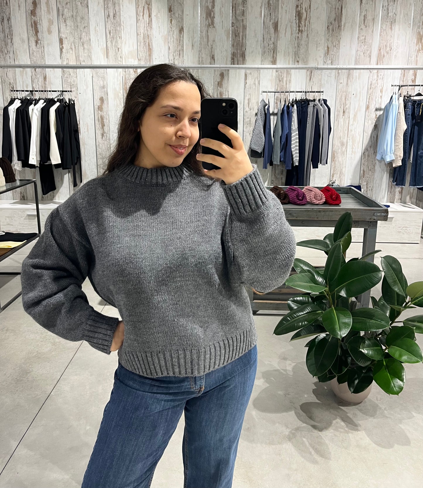 Maglione girocollo grigio - Lumina