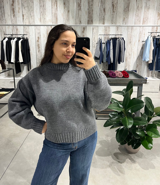 Maglione girocollo grigio - Lumina