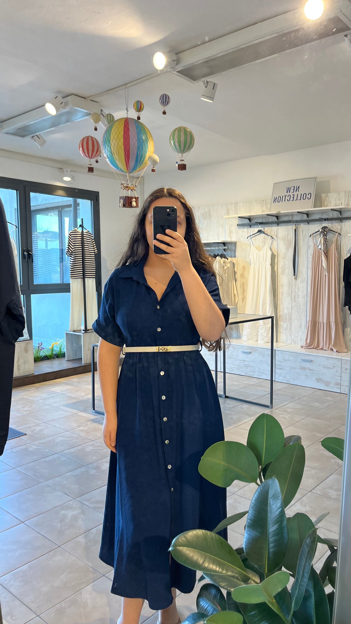 Vestito chemisier blu lungo - Altamira Milano