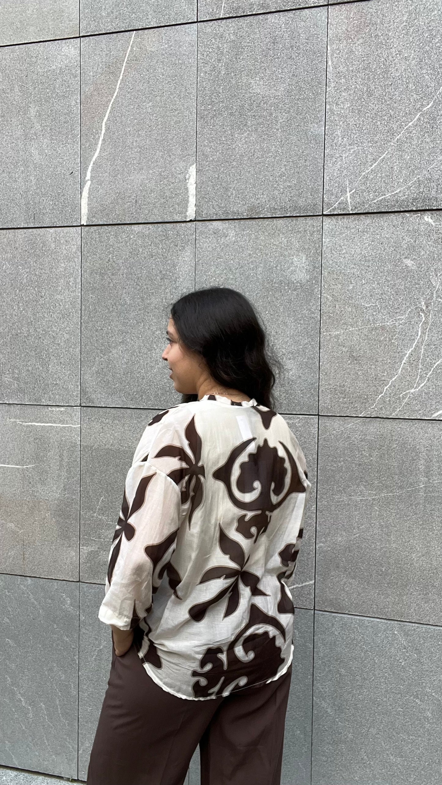 Blusa fantasia in misto Cotone e Seta - Altamira Milano