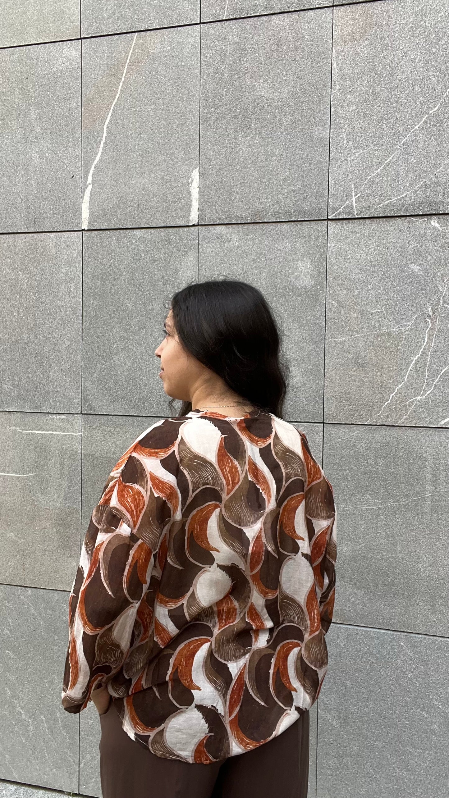 Blusa fantasia in misto Cotone e Seta - Altamira Milano