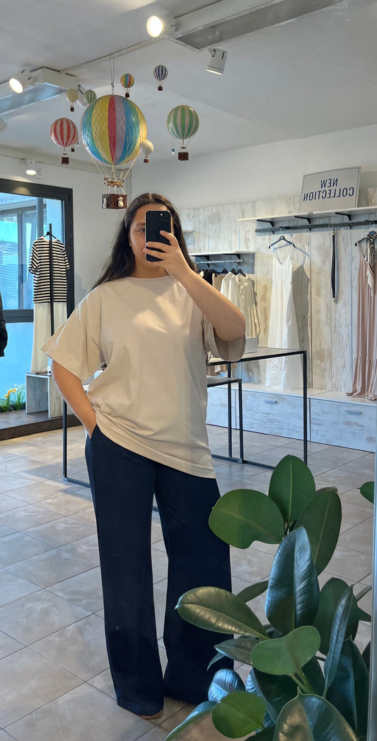 T-shirt curvy basica sabbia in 100% cotone - Chance Off