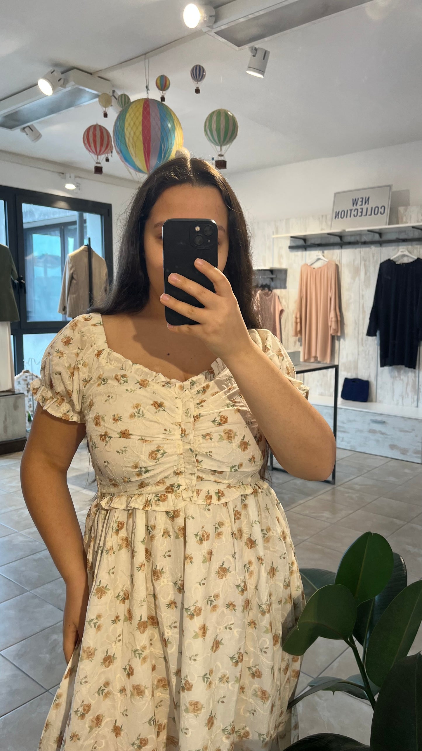 Abito lungo con stampa floreale in misto cotone - Altamira Milano