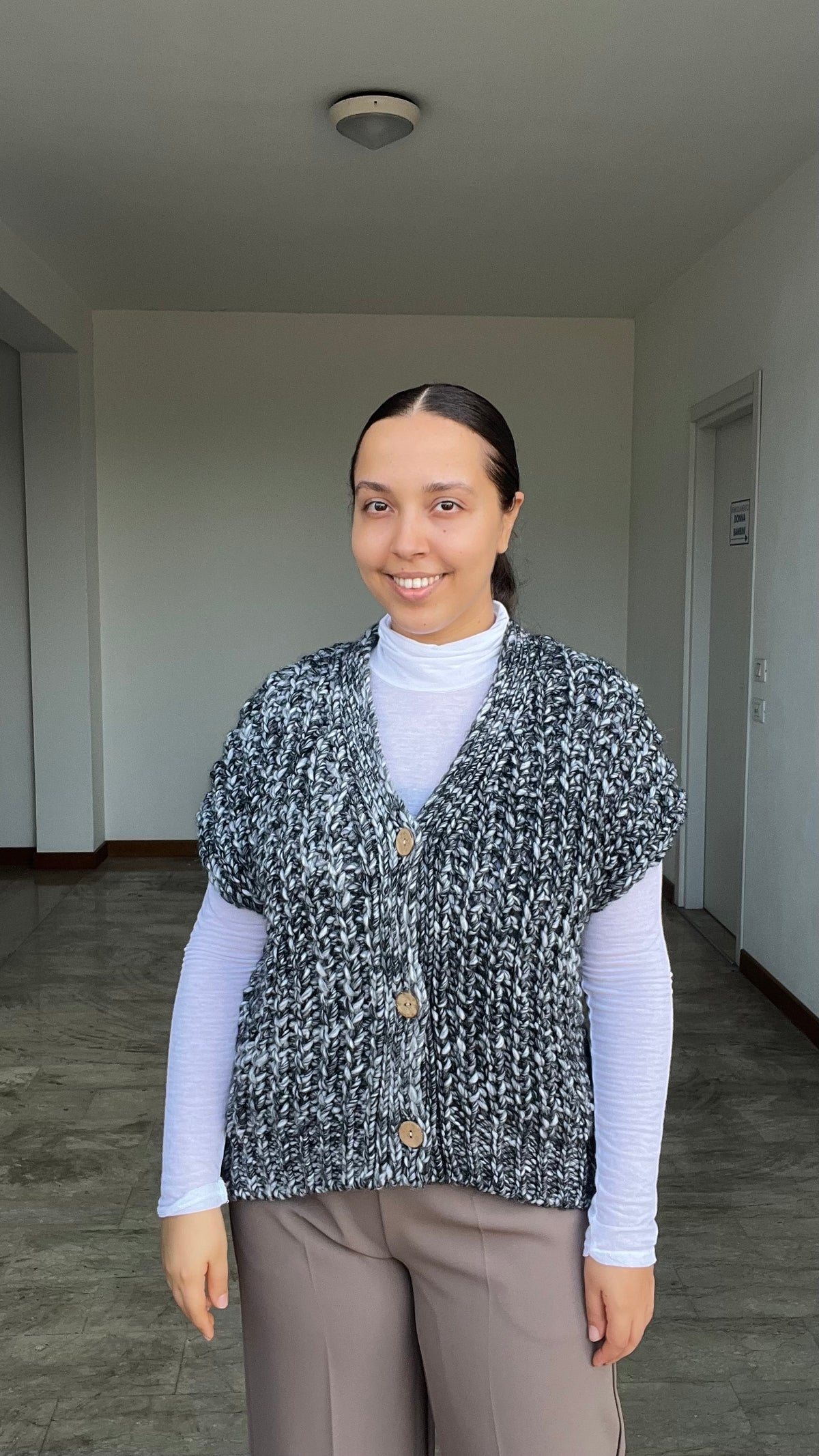 Gilet cozy tre bottoni grigio