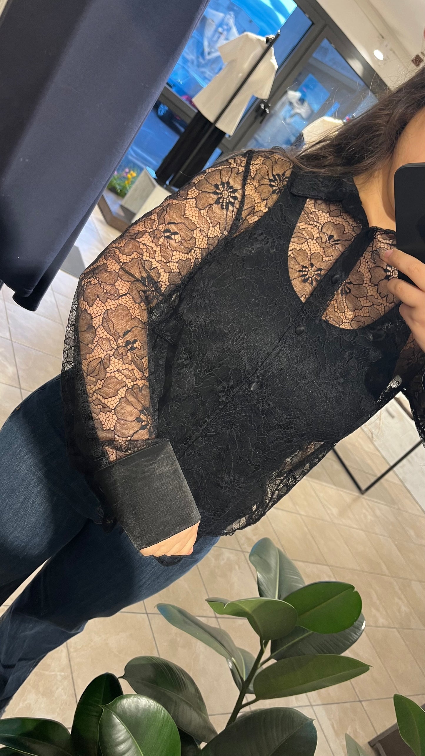 Camicia in pizzo nero - Lumina