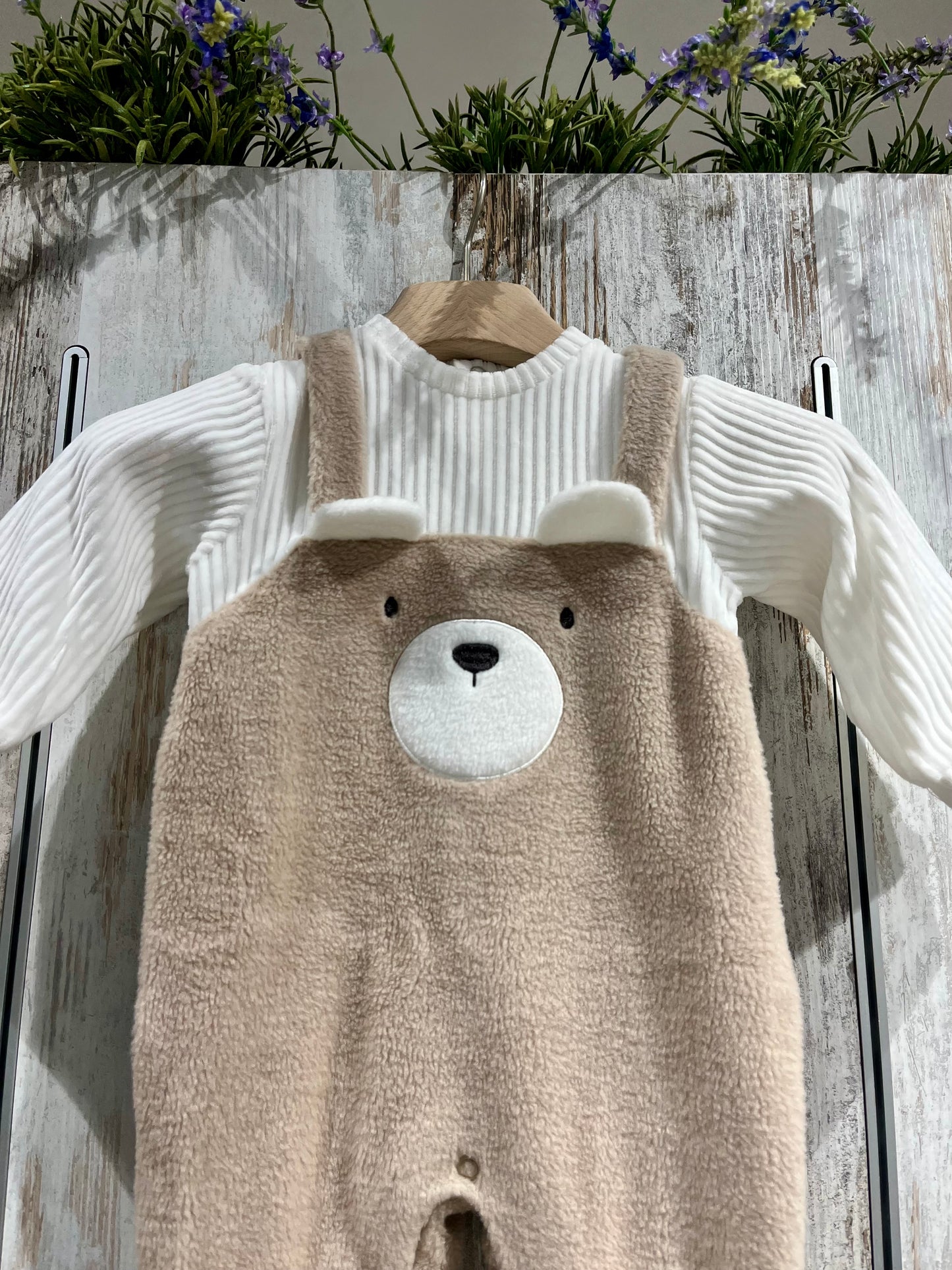 Tutina beige in ciniglia con pelliccetta - Pastello