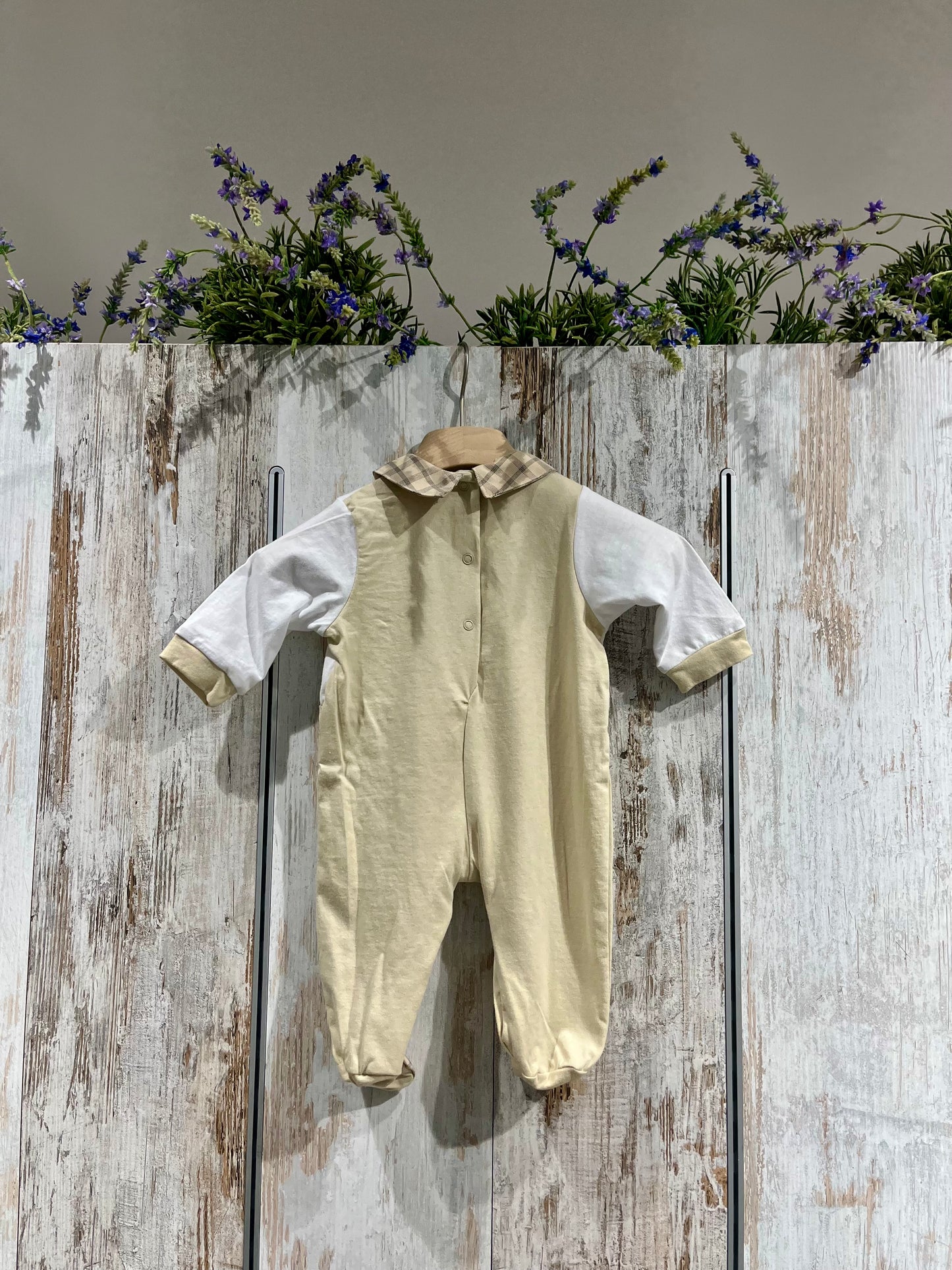 Tutina neonata beige in cotone con elefantino - Preziosini