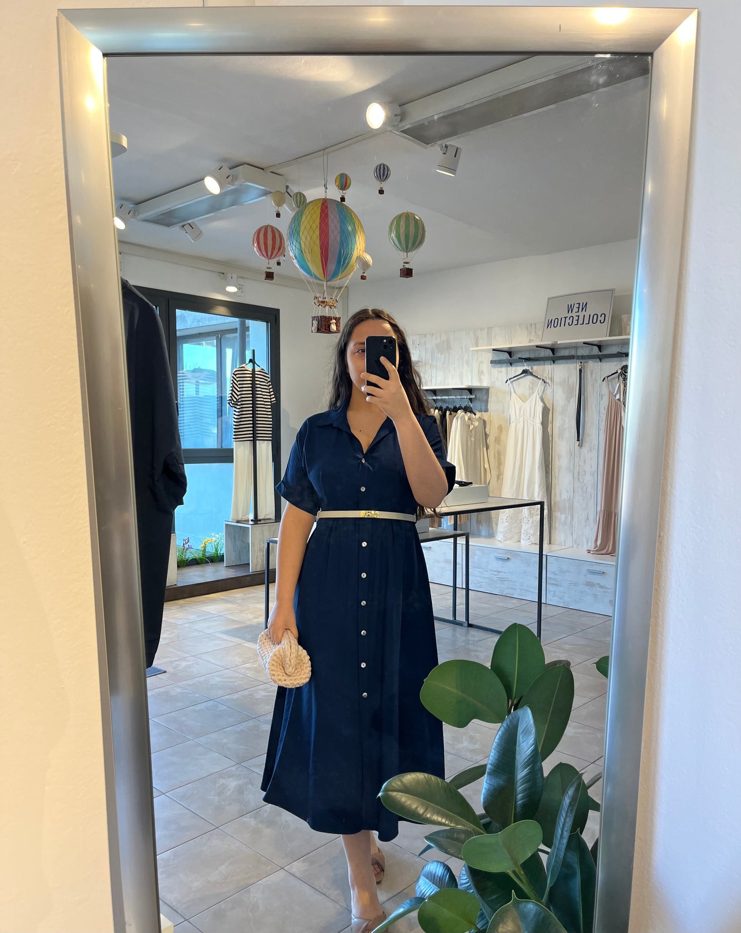 Vestito chemisier blu lungo - Altamira Milano