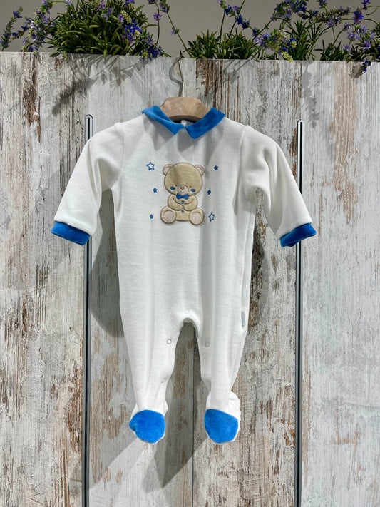 Tutina bianca in ciniglia con orsetto - Les Jolies