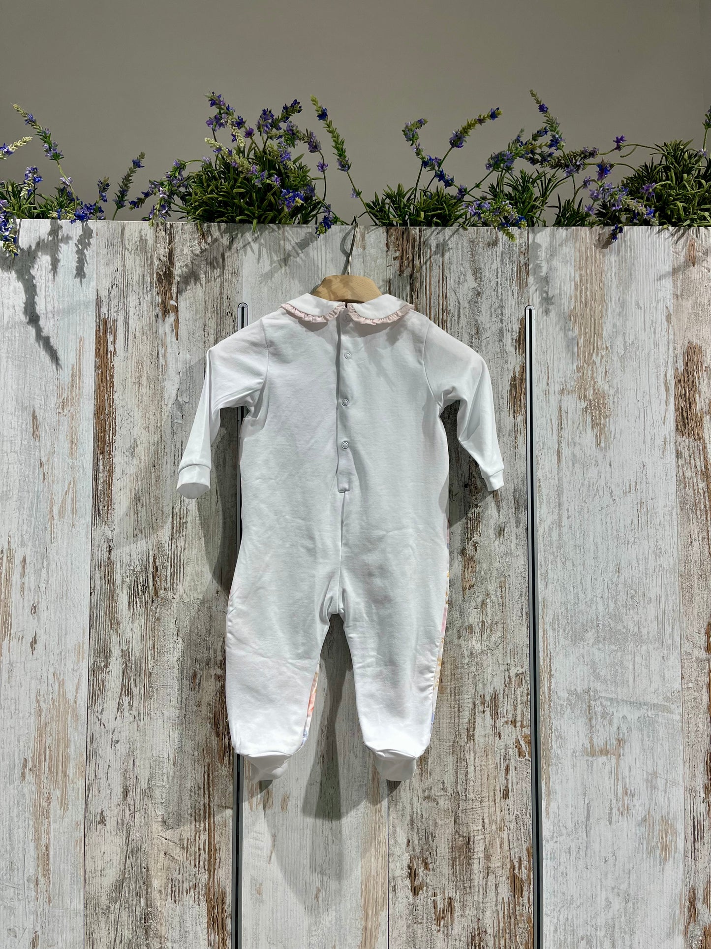 Tutina neonata con fiori in cotone - Pastello
