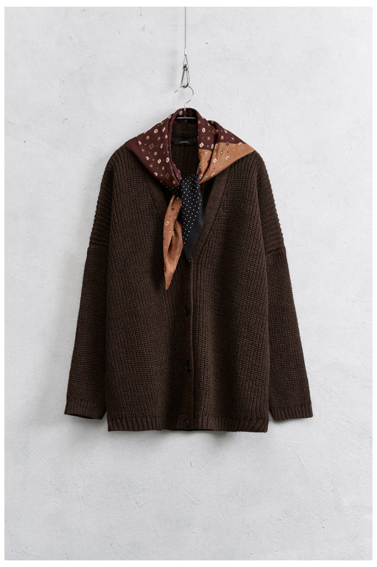 Cardigan moro quattro bottoni con foulard - Lumina