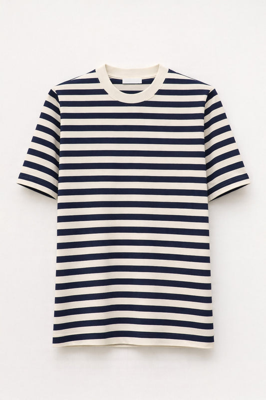 T-shirt a righe orizzontali in cotone - Lumina
